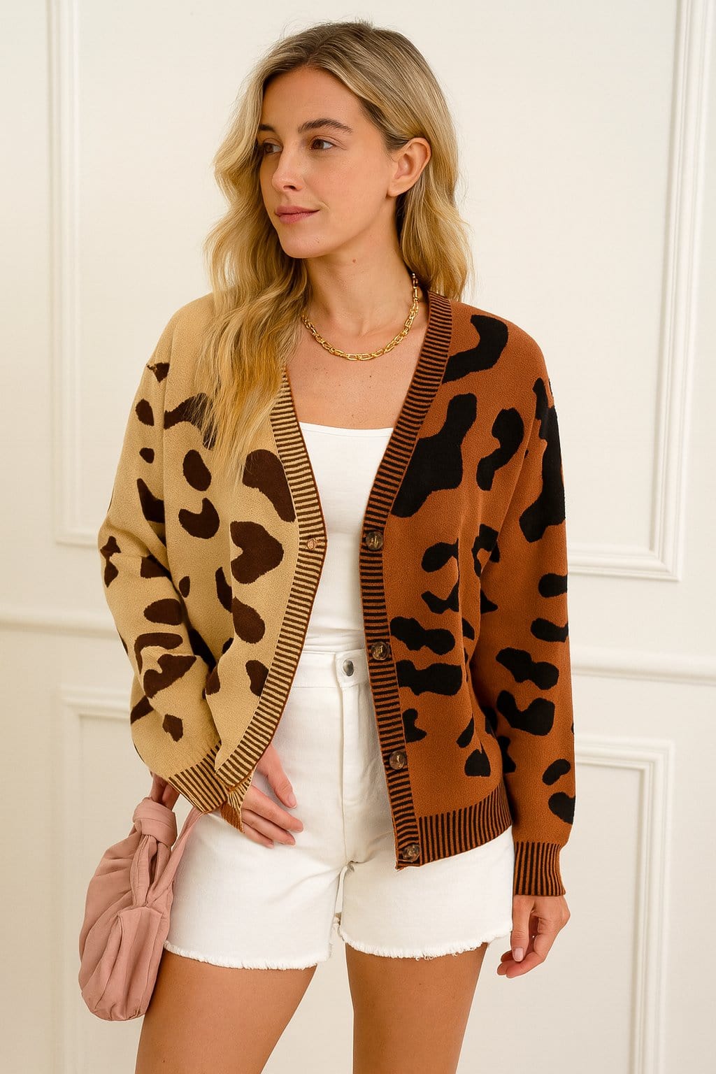 Cardigan léopard bicolore en maille - un style audacieux et vibrant - MAX FOR ME MAX for ME