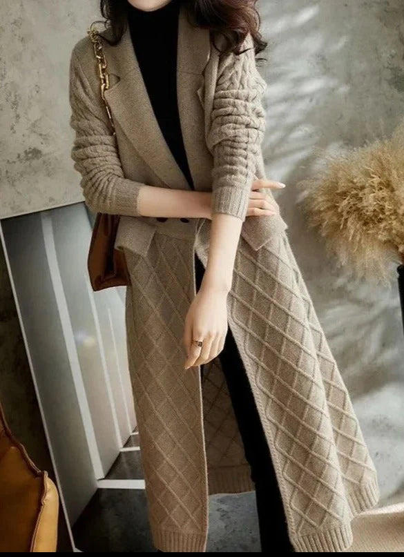 Cardigan long col revers femme marron coupe ample chic MAX FOR ME
