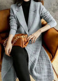 Cardigan long col revers femme manteau élégance moderne MAX FOR ME Gris clair / S MAX FOR ME