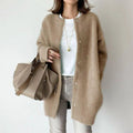 Cardigan long en maille douce - chaleur et style épuré - MAX FOR ME Beige / XS MAX FOR ME