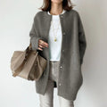 Cardigan long en maille douce - chaleur et style épuré - MAX FOR ME Gris foncé / XS MAX FOR ME