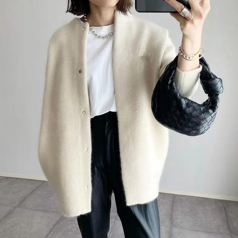 Cardigan long en maille douce - chaleur et style épuré - MAX FOR ME Gris foncé / XS MAX FOR ME