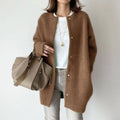 Cardigan long en maille douce - chaleur et style épuré - MAX FOR ME Marron / XS MAX FOR ME