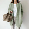 Cardigan long en maille douce - chaleur et style épuré - MAX FOR ME Vert Sapin / XS MAX FOR ME