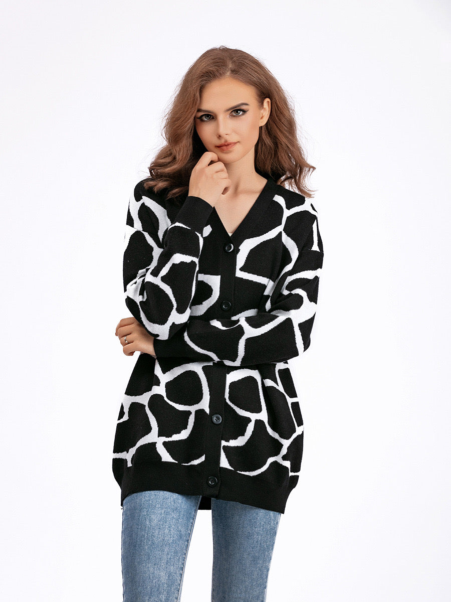 Cardigan long femme motif jacquard col V vert menthe MAX FOR ME