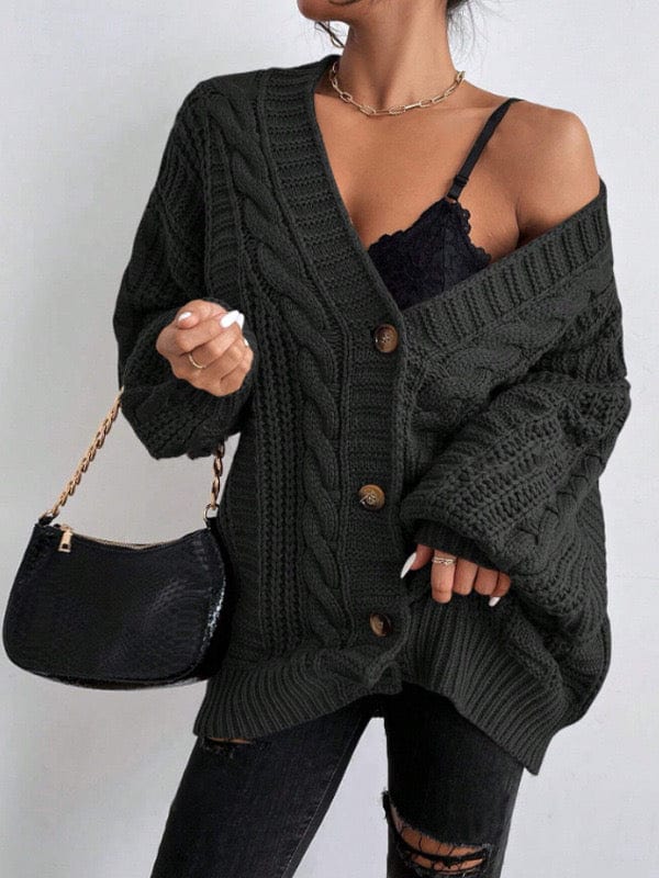 Cardigan maille torsadée - chaleur et style intemporel - MAX FOR ME Gris foncé / S MAX FOR ME