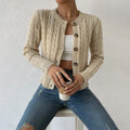 Cardigan maille torsadée femme beige col rond cosy MAX FOR ME