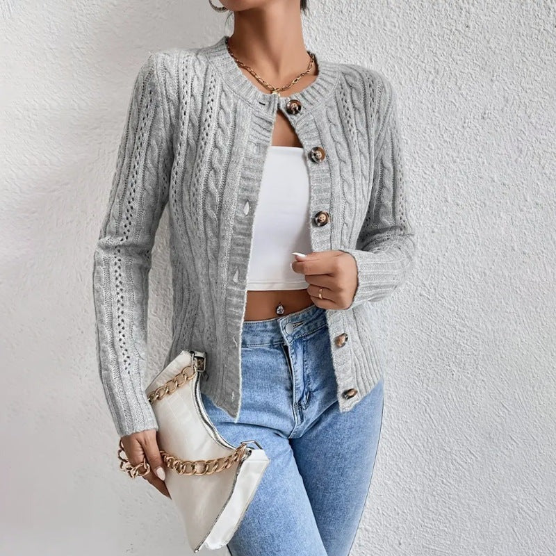 Cardigan maille torsadée femme gris chiné coupe ample MAX FOR ME