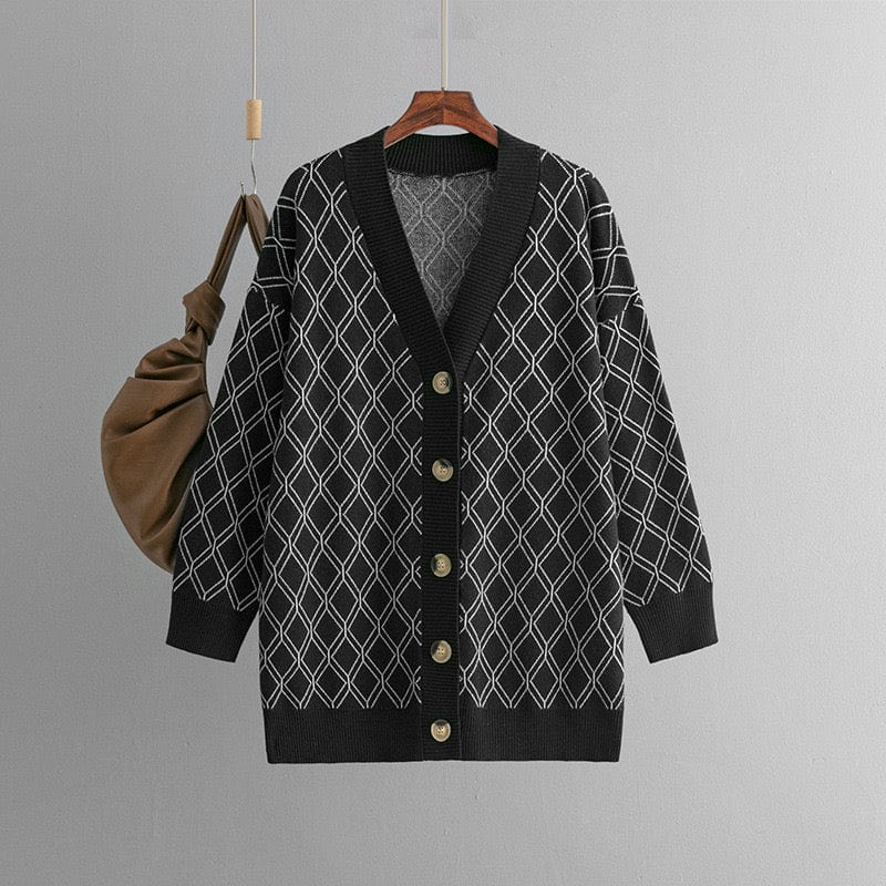 Cardigan motif losanges col V maille ample automne hiver MAX FOR ME MAX for ME