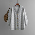 Cardigan motif losanges col V maille ample automne hiver MAX FOR ME S / Gris MAX for ME