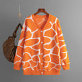 Cardigan orange vif jacquard moderne longueur parfaite MAX FOR ME