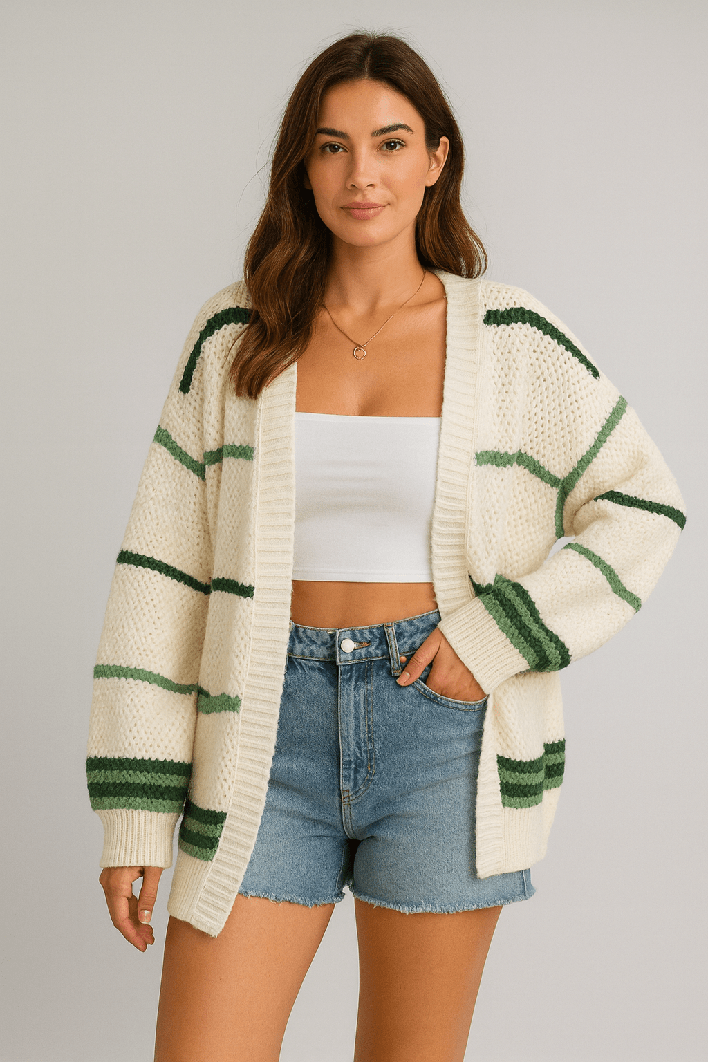 Cardigan rayé ouvert tricot décontracté layering moderne - couche stylée parfaite - MAX FOR ME Multicolore Pop / S MAX FOR ME