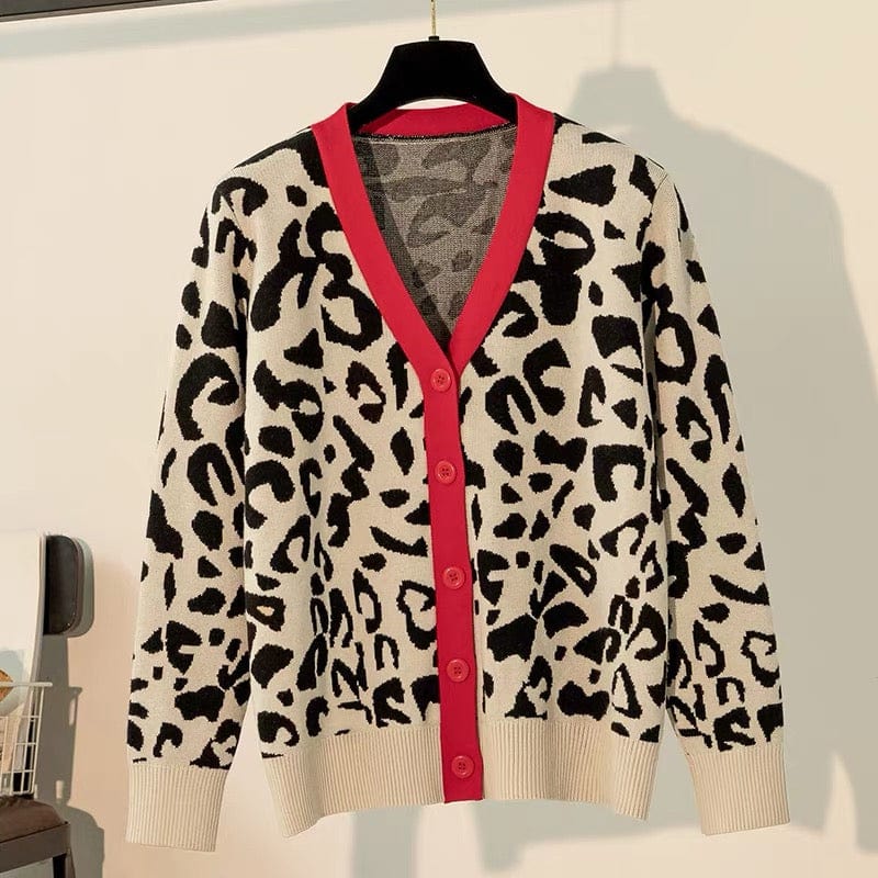 Cardigan style Chanel à imprimé léopard – chic audacieux MAX FOR ME Marron clair / S MAX for ME