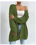 Cardigan tricot laine femme vert olive détail matière