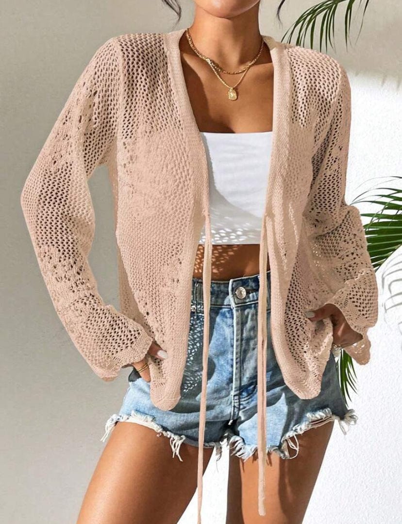 Cardigan tricoté pour femme – Ouvert sur le devant – Coupe ample – Couche légère et respirante Kaki / S MAX FOR ME