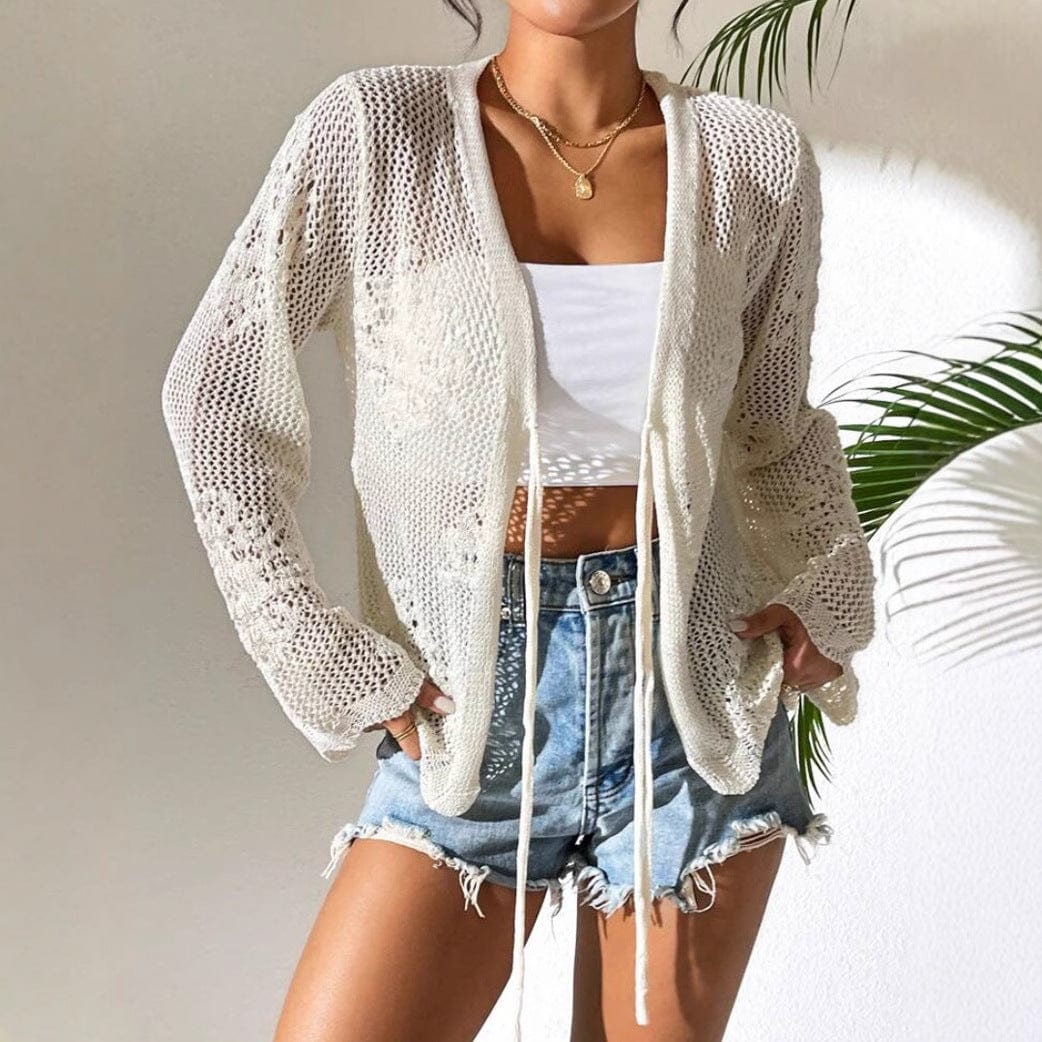 Cardigan tricoté pour femme – Ouvert sur le devant – Coupe ample – Couche légère et respirante Kaki / S MAX FOR ME