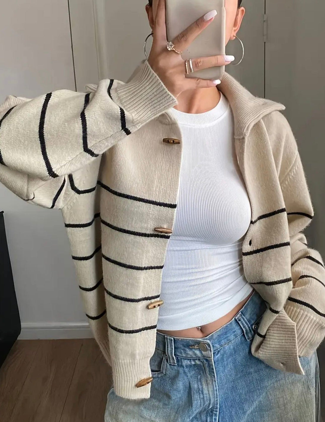 Cardigan zippé à col polo rayé - chic et décontracté au quotidien - MAX FOR ME MAX for ME