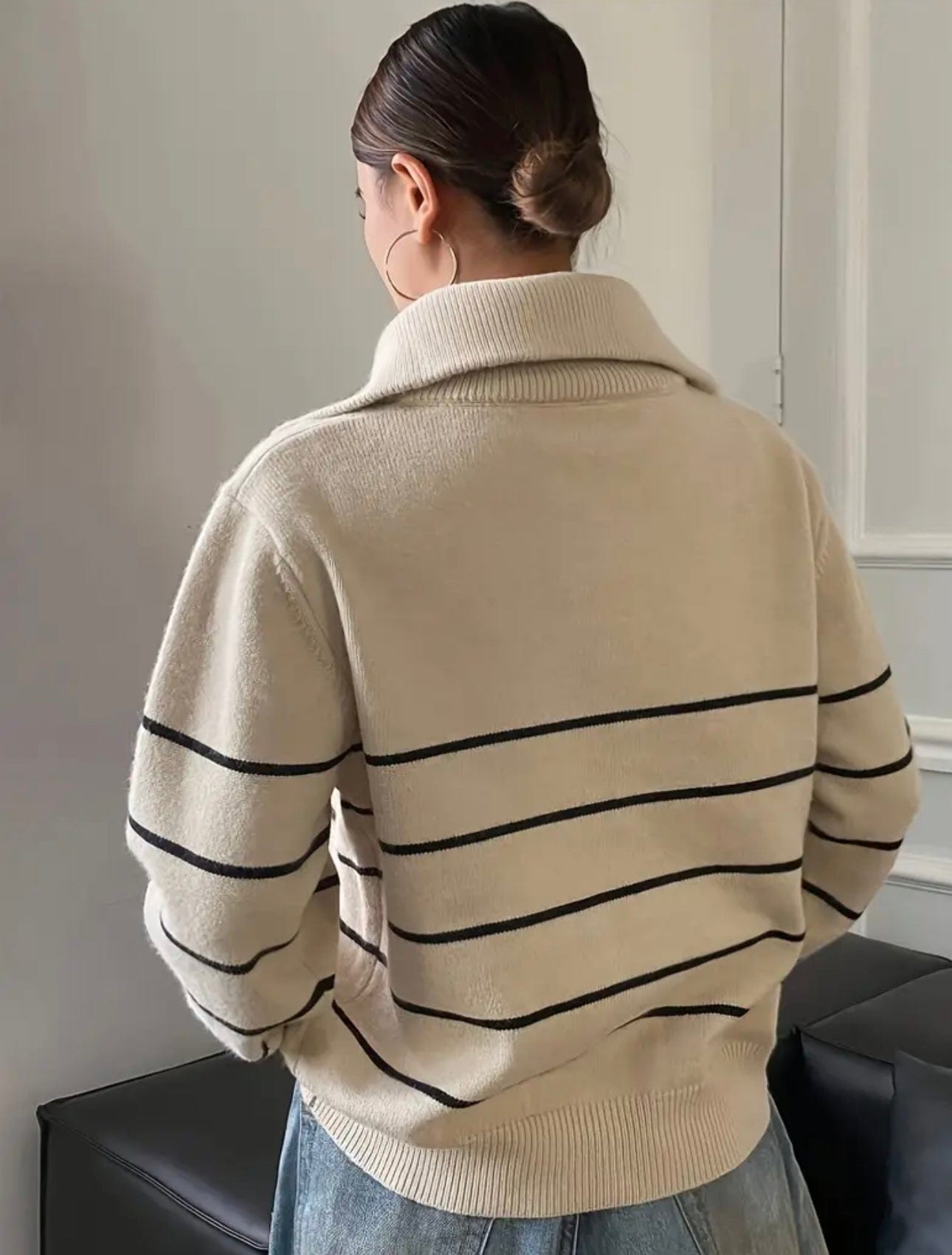 Cardigan zippé à col polo rayé - chic et décontracté au quotidien - MAX FOR ME MAX for ME