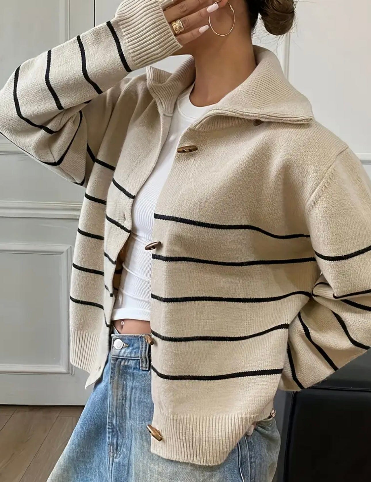 Cardigan zippé à col polo rayé - chic et décontracté au quotidien - MAX FOR ME MAX for ME