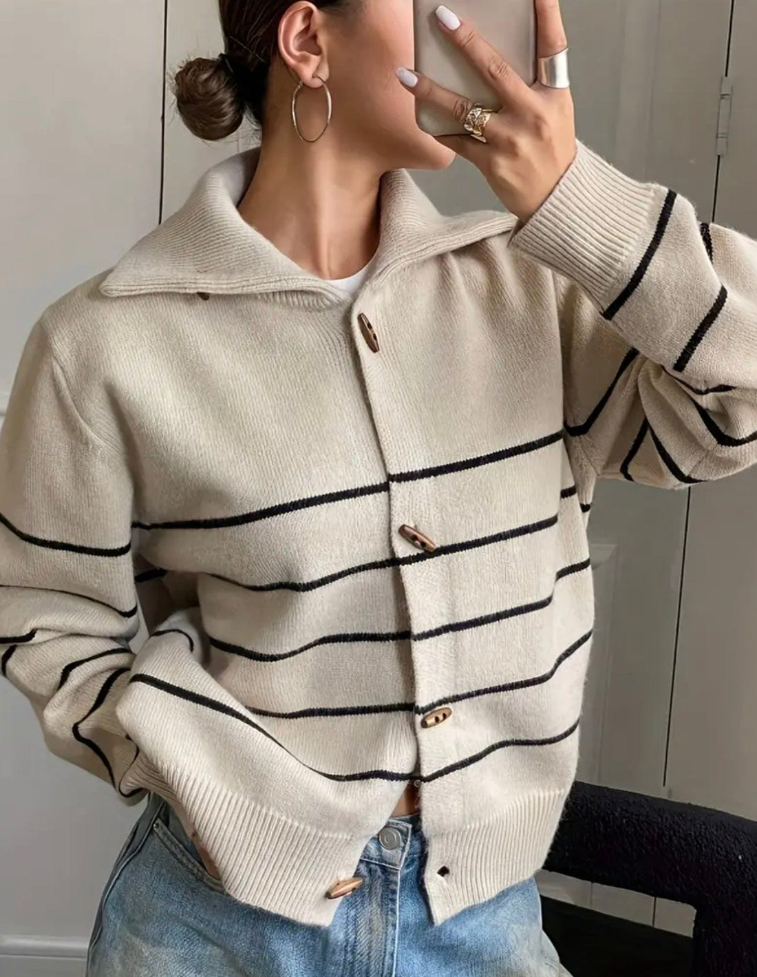 Cardigan zippé à col polo rayé - chic et décontracté au quotidien - MAX FOR ME MAX for ME
