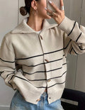 Cardigan zippé à col polo rayé - chic et décontracté au quotidien - MAX FOR ME MAX for ME