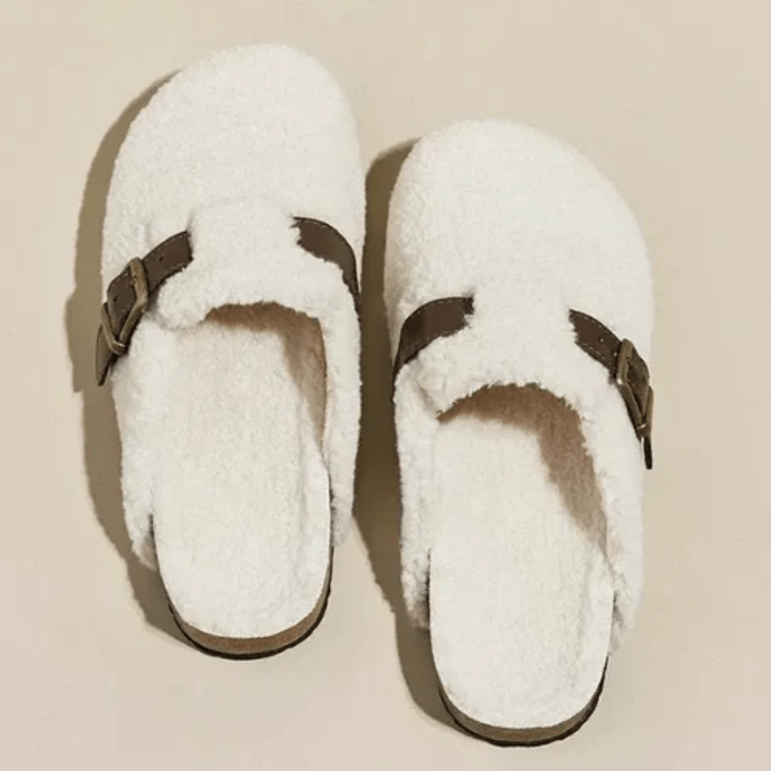 Chaussons fourrés à boucle - Cocooning luxueux d'hiver - MAX FOR ME Blanc / 35 MAX for ME
