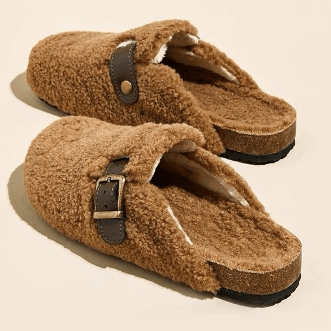 Chaussons fourrés à boucle - Cocooning luxueux d'hiver - MAX FOR ME Marron / 35 MAX for ME