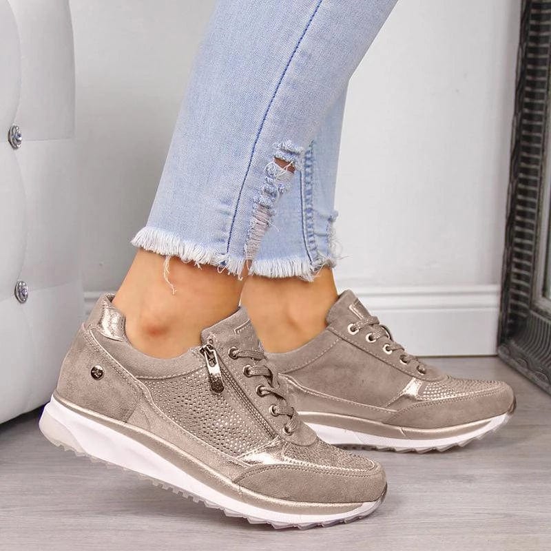Chaussures de marche orthopédiques avec soutien de la voûte plantaire - Baskets confortables à bascule et fermeture éclair latérale faciles à enfiler Bleu / 2 MAX FOR ME