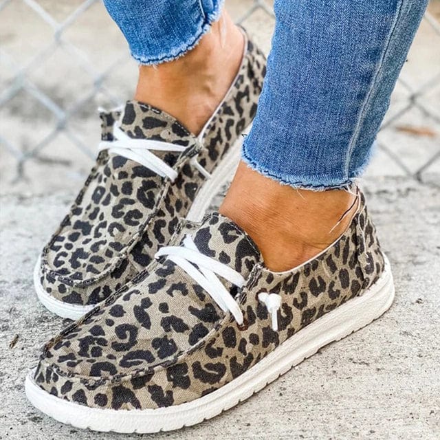 Chaussures femme grises casual - baskets à lacets respirantes et semelle coussinée confort optimal Leopard / 36 MAX FOR ME