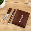 Coffret Cadeau Personnalisé Homme – Portefeuille, Stylo et Porte-clé Gravés Marron MAX for ME