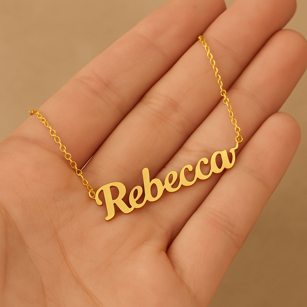 Collier 1 Prénom Personnalisé – Acier Inoxydable Doré Léopard Sable MAX for ME