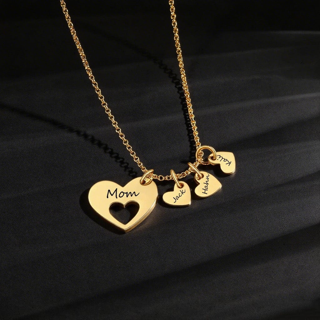 Collier cœur en acier inoxydable, gravure laser personnalisée avec 1 où plusieurs prénoms. MAX for ME