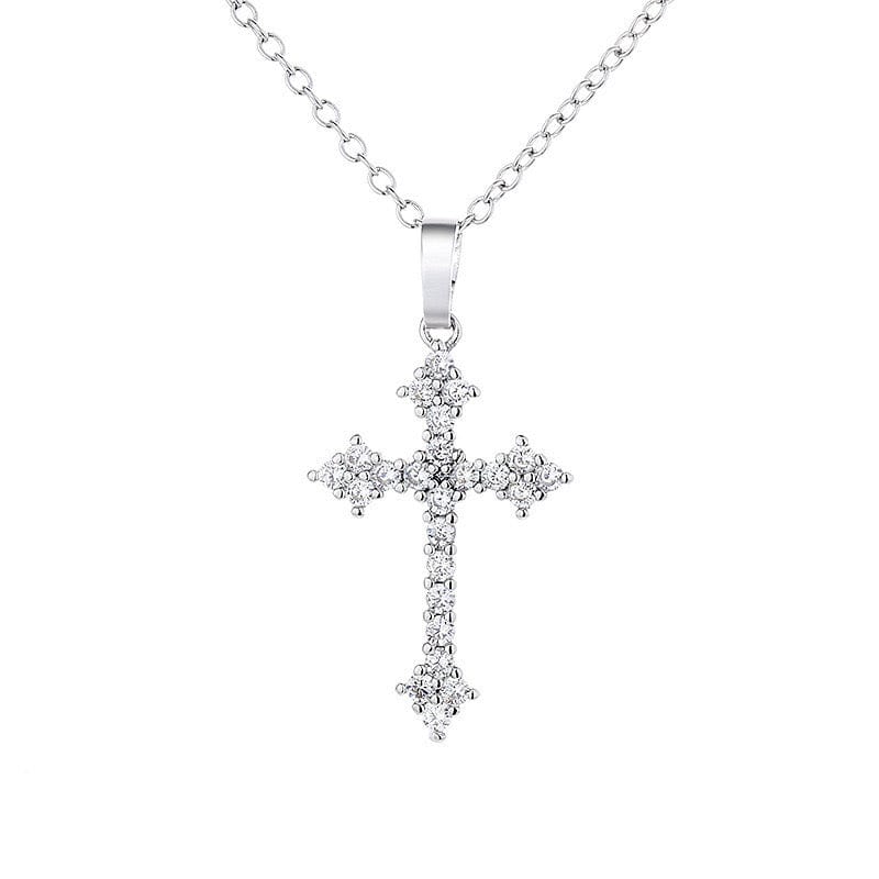 Collier croix strassée ultra-tendance éclat intemporel pendentif délicat - Collection exclusive Max for Me lumineux Argent / Croic bout étoile MAX for ME