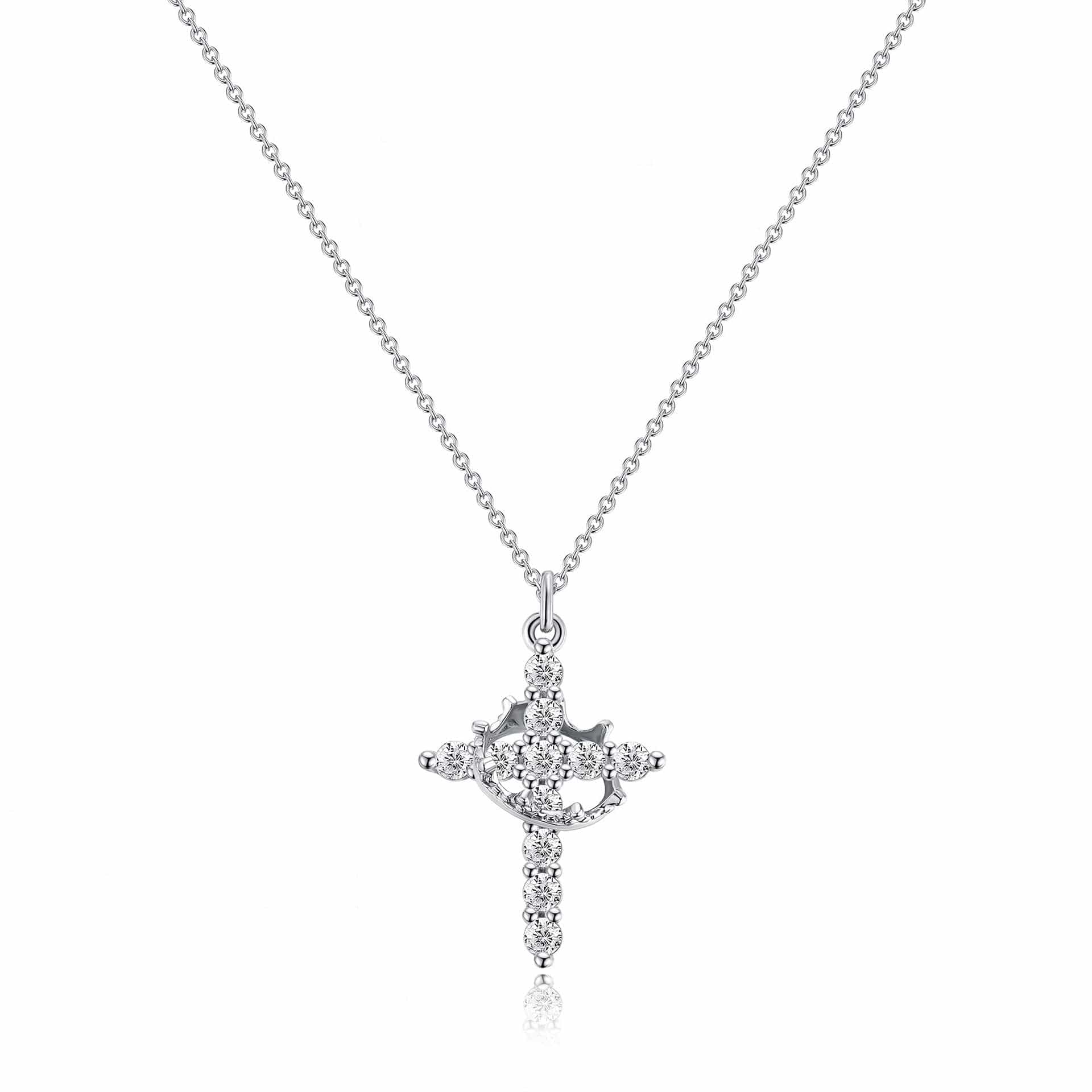 Collier croix strassée ultra-tendance éclat intemporel pendentif délicat - Collection exclusive Max for Me lumineux Argent / Croix bague intégré MAX for ME