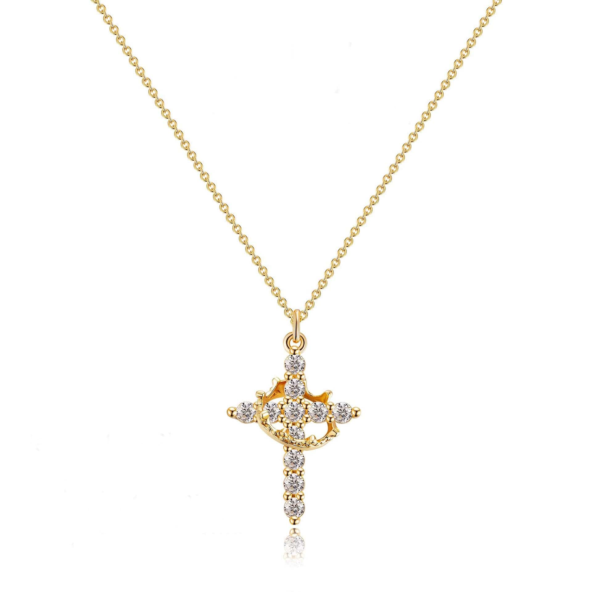Collier croix strassée ultra-tendance éclat intemporel pendentif délicat - Collection exclusive Max for Me lumineux Doré / Croix bague intégré MAX for ME