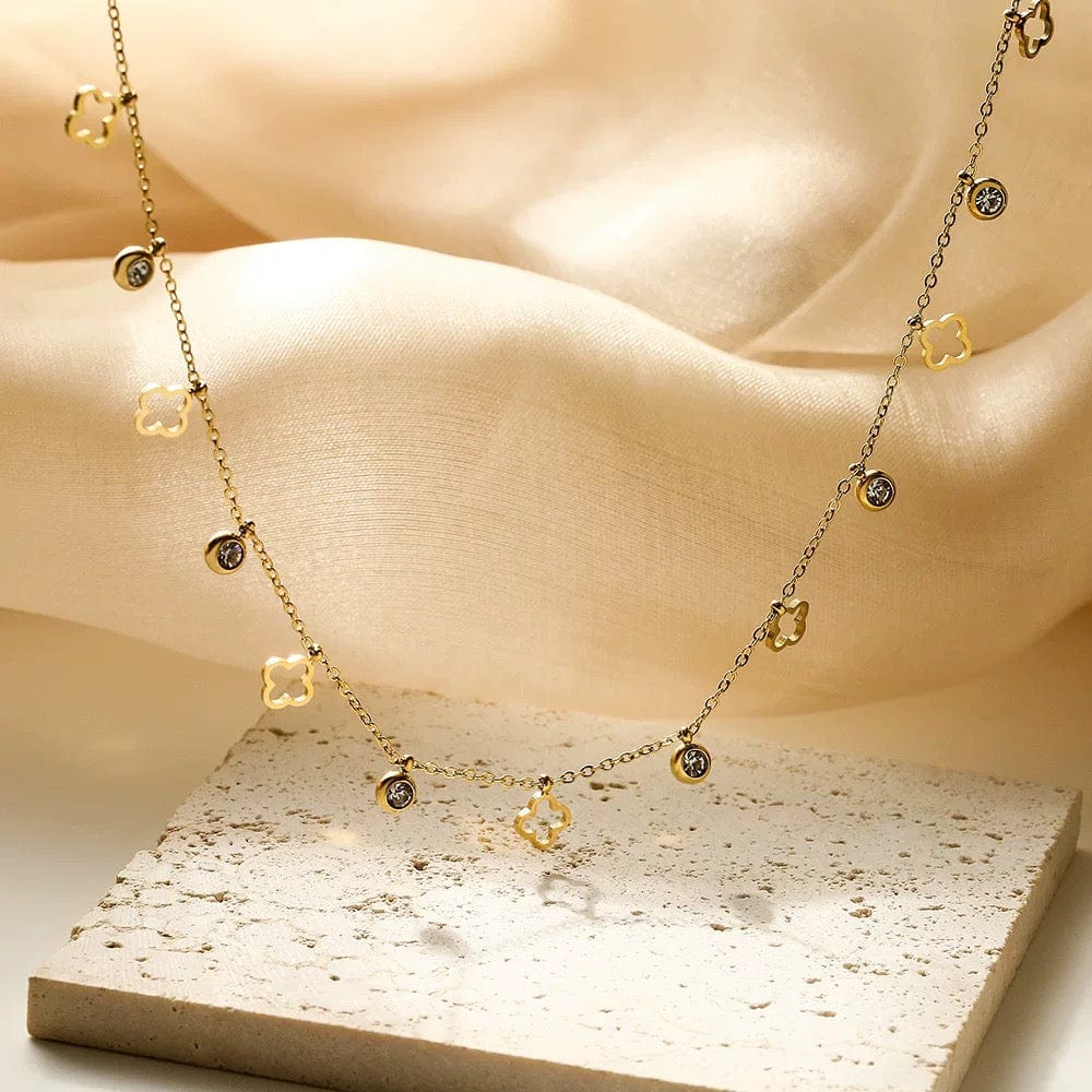 Collier doré pampilles zircon – bijou tendance à pendentifs étoiles Doré MAX for ME