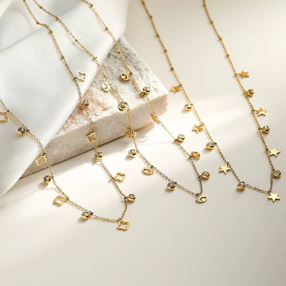 Collier doré pampilles zircon – bijou tendance à pendentifs étoiles Doré MAX for ME