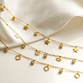 Collier doré pampilles zircon – bijou tendance à pendentifs étoiles Doré MAX for ME