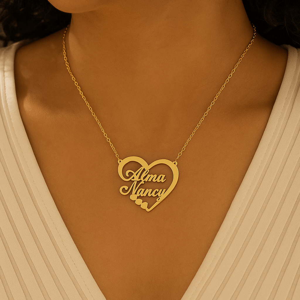 Collier en cœur personnalisé avec deux prénoms – Amour ou amitié gravés Or MAX for ME