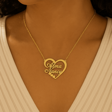Collier en cœur personnalisé avec deux prénoms – Amour ou amitié gravés Or MAX for ME