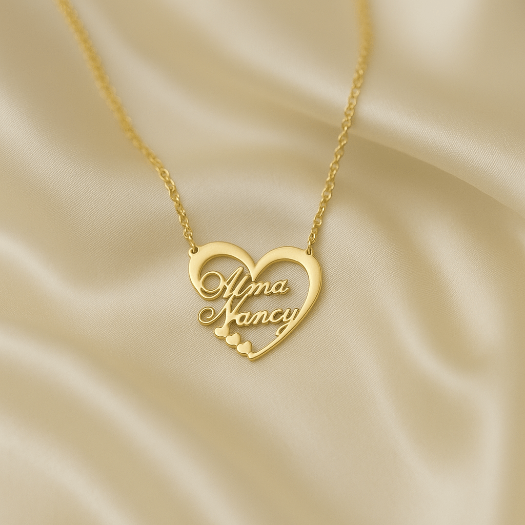 Collier en cœur personnalisé avec deux prénoms – Amour ou amitié gravés Or MAX for ME