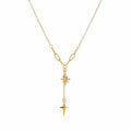 Collier étoile croix strass pampille chaîne fine spiritualité moderne MAX FOR ME Doré MAX for ME