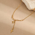 Collier étoile croix strass pampille chaîne fine spiritualité moderne MAX FOR ME Doré MAX for ME