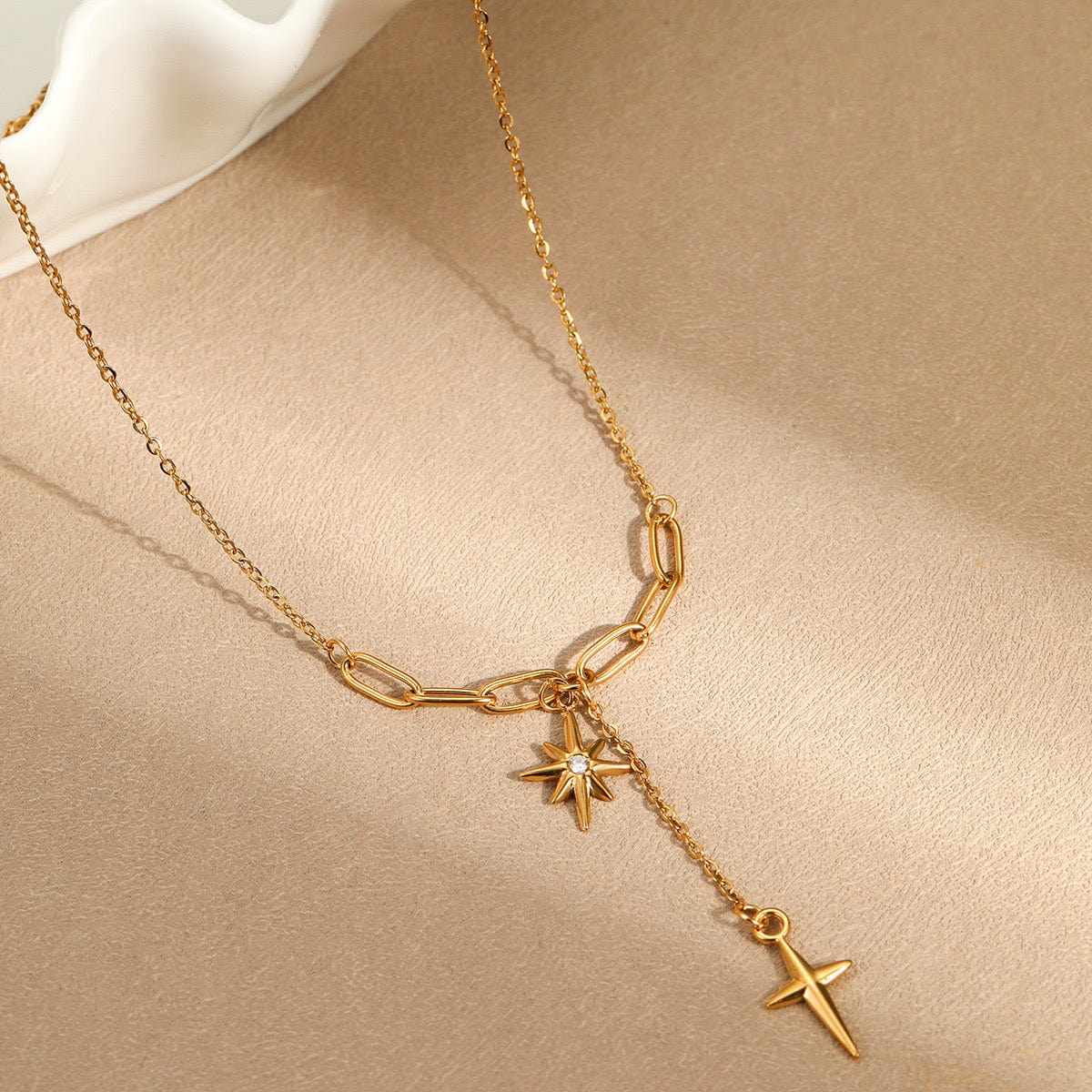 Collier étoile croix strass pampille chaîne fine spiritualité moderne MAX FOR ME Doré MAX for ME