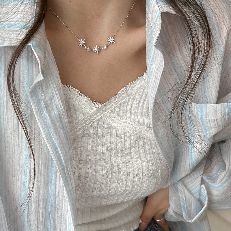 Collier étoiles argent S925 strass constellation lumière éternelle MAX FOR ME Argent MAX for ME