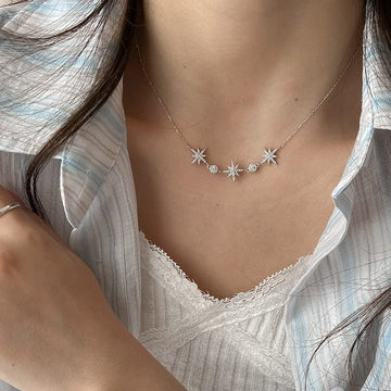 Collier étoiles argent S925 strass constellation lumière éternelle MAX FOR ME Argent MAX for ME