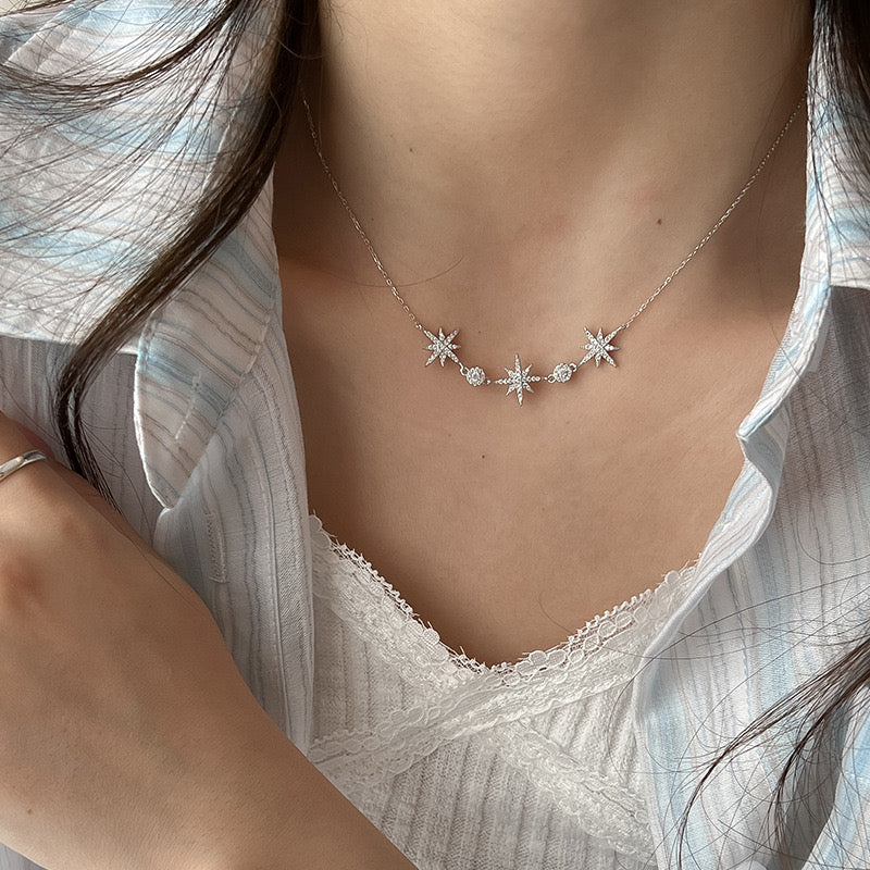 "Collier étoiles argent S925 trois pendentifs strass constellation MAX FOR ME