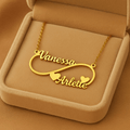 Collier Infini Personnalisé Deux Prénoms – Acier Inoxydable Léopard Sable MAX for ME