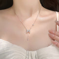 Collier nœud papillon argent S925 strass pampille élégance MAX FOR ME