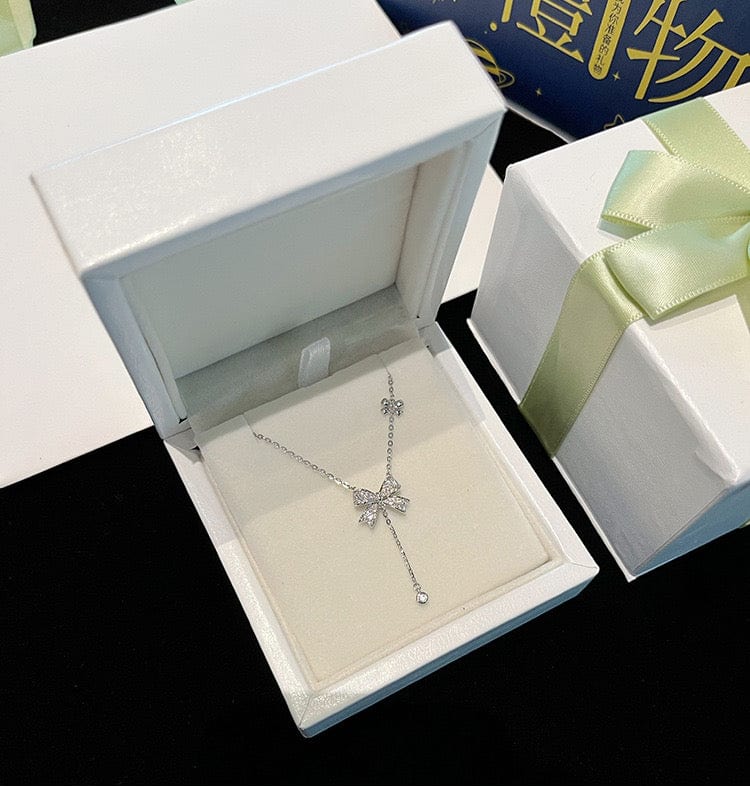 Collier nœud papillon argent S925 strass pampille raffinement éternel MAX FOR ME Argent MAX for ME